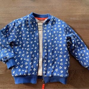 Mini Boden Blue and White Floral Bomber Jacket